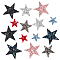 1 Set Glitter Hotfix Rhinestone, Iron on Patches, Dress Shoes Garment Decoration, Star, Mixed Color, 37~78x38~81x2mm, 14pcs/set