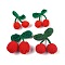 Crochet 14Pcs 3 Style 3D Cherry Ornament Accessories, Cotton Yarn Knitting Fruit, Red, 42.5~59x33~50x14~22mm