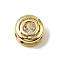 Brass Micro Pave Cubic Zirconia European Beads, Flat Round with Letter, Real 18K Gold Plated, Letter O, 10x6.5mm, Hole: 5x3mm