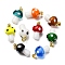 Handmade Lampwork Pendants, Mushroom, with Rack Plating Golden Tone Brass Findings, Long-Lasting Plated, Golden, Mixed Color, 19~21x11~13mm, Hole: 4.5x3.5mm