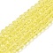 Glass Beads Strands, Faceted, Rondelle, Yellow, 4mm, Hole: 0.9mm, about 105~110pcs/strand, 38~39cm
