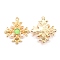 Alloy Pendants, with Resin, Light Gold, Cross, Lime, 31x27.7x5.7mm, Hole: 1.6mm