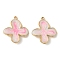 304 Stainless Steel Enamel Pendants, Flower Charms, Ion Plating(IP), Real 18K Gold Plated, 20x17.5x2mm, Hole: 1.2mm