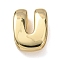 Brass Beads, Long-Lasting Plated, Rack Plating, Lead Free & Cadmium Free, Real 18K Gold Plated, Letter U, 21x15.5x7mm, Hole: 18x4mm