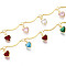 Brass Scalloped Bar Chains, with Cubic Zirconia Heart Charm, Soldered, with Spool, Golden, 15.5x1.8mm, about 16.40 Feet(5m)/Roll