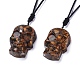 Halloween Skull Natural Gemstone Pendant Necklaces NJEW-P253-A-2