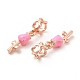 Abalorios colgantes europeos de esmalte rosa perla de aleación con revestimiento en rack PALLOY-P289-13RG-2