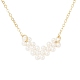 Collier pendentif coeur en perles de coquillage avec chaînes en laiton NJEW-TA00089-2