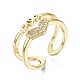 Brass Micro Pave Clear Cubic Zirconia Cuff Rings RJEW-S044-097-NF-1