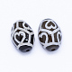 Perles dzi à motif de lotus de style tibétain X-TDZI-P011-02-I-2