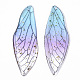 透明なエポキシ樹脂の大きなペンダント  金箔  昆虫の羽  ライトスカイブルー  51x16.5x1~2.5mm  穴：1.2mm RESI-T046-01D-2