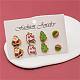 4 Pairs Santa Claus & Deer & Christmas Tree Printed Wood Stud Earrings EJEW-OY001-05-5