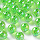 透明なアクリルビーズ  ABカラーメッキ  ラウンド  芝生の緑  16x15mm  穴：2.8mm  約220個/500g MACR-S370-B16mm-734-1