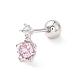 Pink Cubic Zirconia Sakura Stud Earrings for Women EJEW-A065-05P-1