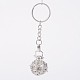 Platinum Plated Brass Hollow Round Cage Chime Ball Keychain KEYC-J073-H02-1