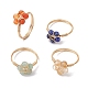 4 anillo de dedo de estrella de piedras preciosas naturales mezcladas de 4 estilos. RJEW-TA00086-1
