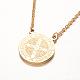 Плоские круглые с святым и крестом 304 из нержавеющей стали кулон ожерелья NJEW-O090-07G-2