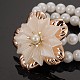Elegante Dame Blume abs Perle Perlen Stretch mehrschichtige Armbänder X-BJEW-A104-01A-2