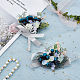 クラスパイア2ピース2スタイルシルククロスローズフラワーブートニアブローチ＆リストコサージュ  結婚式のための  パーティーの装飾  ブルー  87~120x95~141x32.5~45mm  1個/スタイル AJEW-CP0001-56-7
