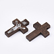 印刷木製のペンダント  十字架クロス  イースターのために  染め  ココナッツブラウン  32.5~33.5x21~22x4.5mm  穴：2mm WOOD-S050-35A-04-2