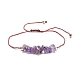 Natural Gemstone Chips Beaded Bracelet with Brass Beads BJEW-JB07987-5