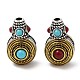 Perlas de gurú de 3 agujero de aleación de estilo tibetano chapado en estante FIND-B023-07-2