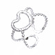304 anillo de puño abierto de corazón de acero inoxidable RJEW-T023-19P-3