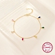 Colorful Cubic Zirconia Teardrop Charm Bracelets for Women BJEW-F455-01G-1