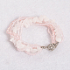 Quartz rose bracelets multi-brins BJEW-L488-03-1