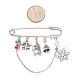 Caja de regalo de navidad y copo de nieve y amuletos de santa claus broche de seguridad de aleación JEWB-TA00001-3