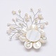 Flor de concha blanca grandes colgantes SSHEL-J045-02-2