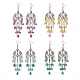 4 Pairs 4 Color Glass Teardrop Tassel Chandelier Earrings EJEW-TA00184-1