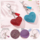 CRASPIRE 9Pcs 9 Color Heart Keychain Pendants Bling Rhinestone Keychains Alloy Key Rings Clip Accessories with Tassel Round Ball Lobster Clasp for Valentine's Day Women Girls Bags Craft Decoration KEYC-CP0001-10-4
