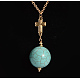 Alliage ronde turquoise synthétique pendentifs X-NJEW-L340-51-2