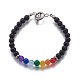 Bracelets de perles rondes en pierres précieuses naturelles/synthétiques/oeil de chat BJEW-L648-06-2