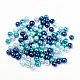 Perles de perles en verre nacré de couleur bleu mélangé de 6mm pour la fabrication de bijoux HY-PH0006-6mm-03-2