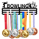SUPERDANT Bowling Medal Holder Sport Medals Display Black Iron Wall Mounted Hooks for Competition Medal Holder Display Wall Hanging 40x15cm ODIS-WH0021-092-1