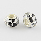 Large Hole Heart Pattern Acrylic European Beads with Silver Tone Brass Double Cores OPDL-R113-01B-2