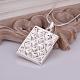 Simple Silver Color Plated Brass Rectangle Pendant Unisex Necklaces NJEW-BB12837-5