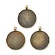 Alliage plat rond style tibétain supports cabochons grand pendentif X-TIBEP-Q049-09AB-NR-1