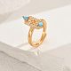 Латунные микропаве кубические цирконии геометрические регулируемые кольца для женщин DJ0838-2-1
