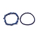 Женские эластичные браслеты с чипсами и круглыми бусинами из натурального лазурита BJEW-JB10189-07-3