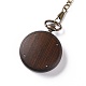 Reloj de bolsillo de madera de ébano con cadena de latón y clips WACH-D017-C02-AB-3