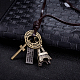 Réglable pendentif en alliage de zinc rétro et cordon de cuir choker colliers lariat NJEW-BB16014-A-3