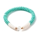 Ensembles de bracelets extensibles de perles heishi en pierre ronde et en argile polymère BJEW-JB07436-4