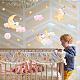 Superdant coloré nuage lapin autocollant mural lune et étoile décoration murale montgolfière stickers muraux vinyle mur art décalque pour pour chambre de bébé chambre salon crèche maternelle décorations DIY-WH0228-570-3