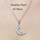 201 Stainless Steel Hollow Moon & Star Pendant Necklace NJEW-OY001-71-3