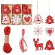 クリスマステーマ木製ペンダント装飾  木材工芸家の装飾用品と麻ひもひも  レッド DIY-TA0001-38-2