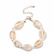 Bracelet tressé en perles de cauri naturel pour femme BJEW-JB08036-4