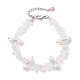 Браслеты из круглых бусин из натурального кварцевого кристалла и стеклянных ракушек BJEW-JB12303-01-2